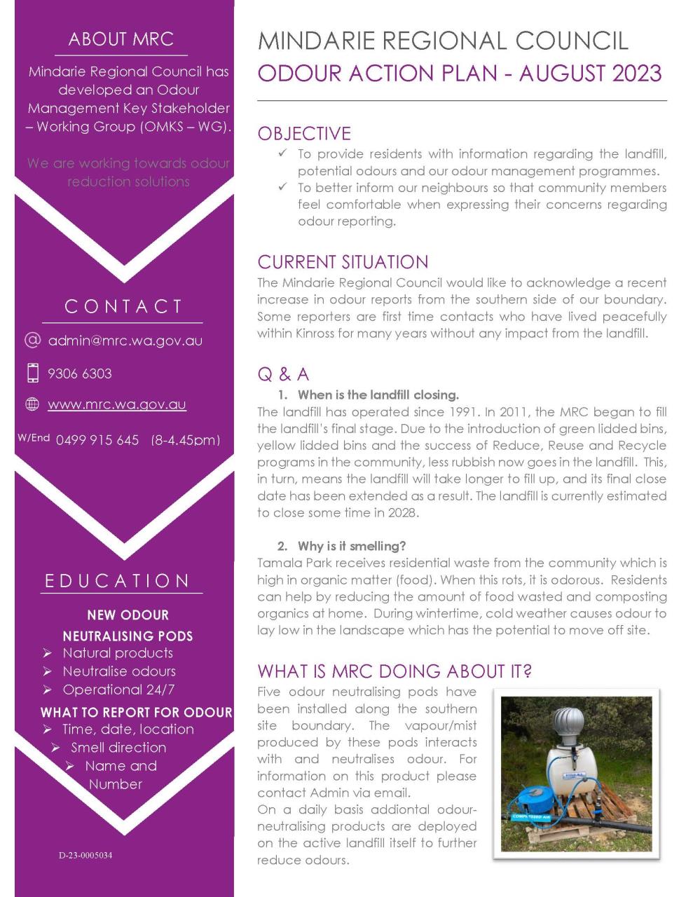 Odour Management » Mindarie Regional Council