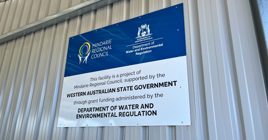 Photograph of a sign acknowledging that the new facility was delivered with the help of funding from the WA State Government